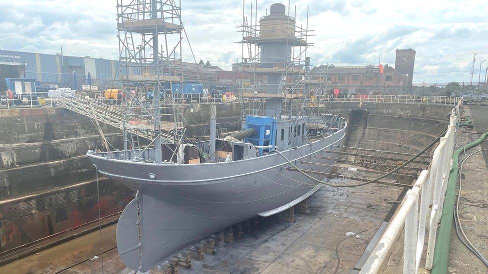 Spurn lightship in dock