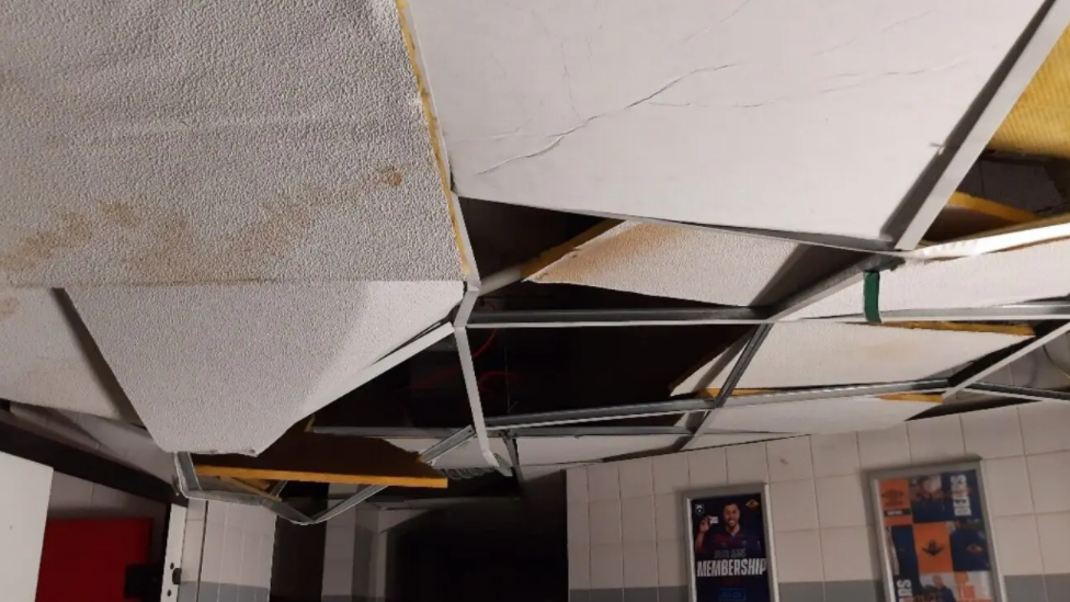 Damaged toilets in the Atyeo Stand at Ashton Gate Stadium