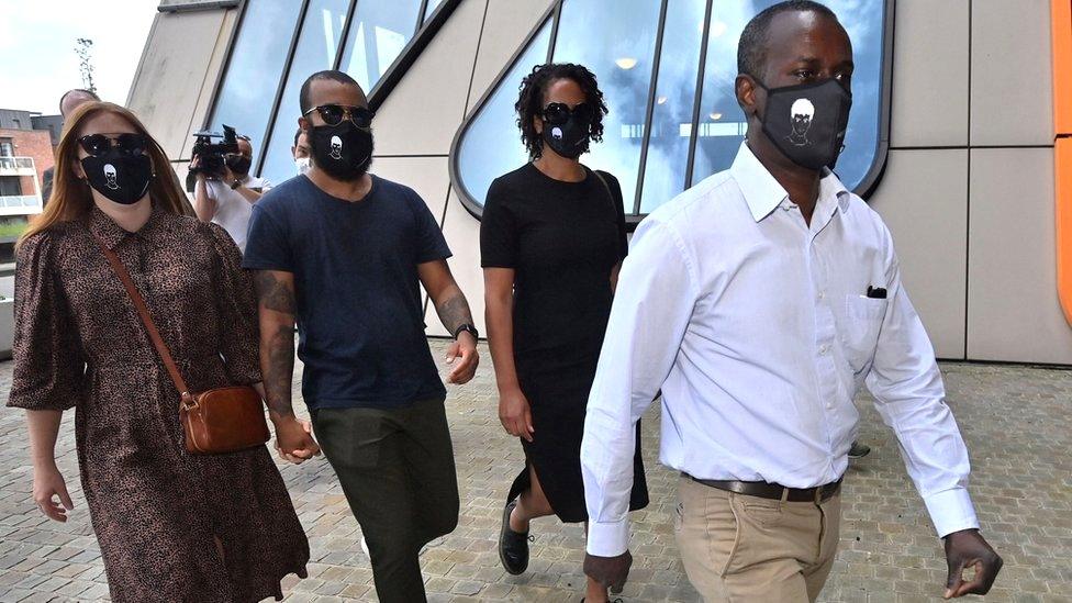 Ousmane Dia, father of Sanda Dia, arrives for the judgment session in the case of Reuzegom students association following the death of his son, 7 June 2021