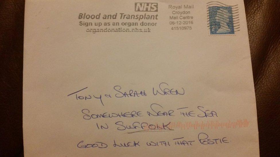 Letter addressed to 'somewhere near the sea in Suffolk'