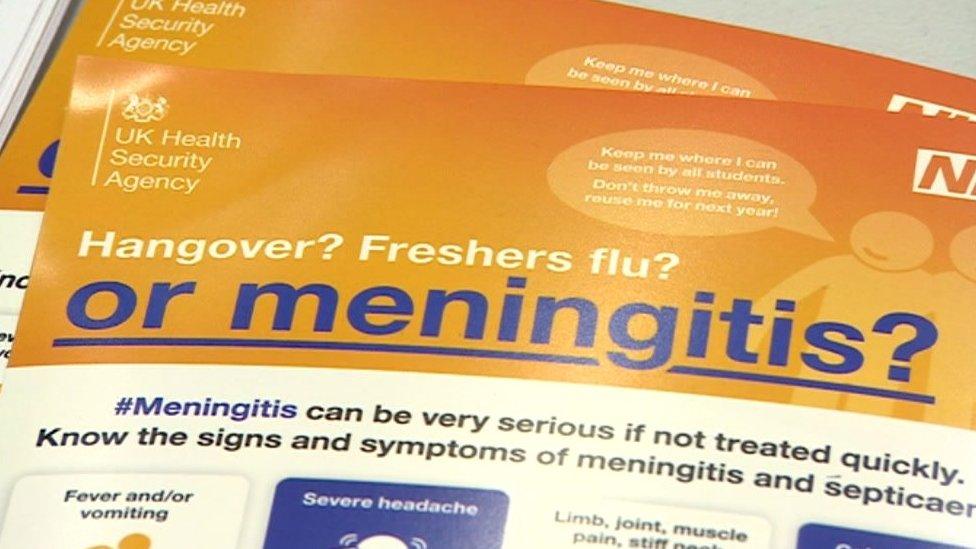 Flyer warning people about the symptoms of meningitis