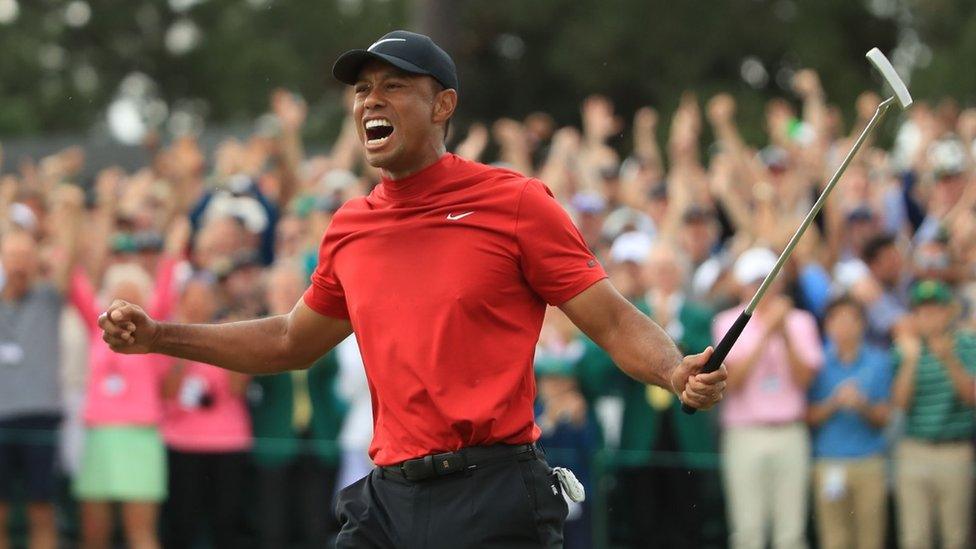 Tiger Woods celebrates his 2019 Masters win