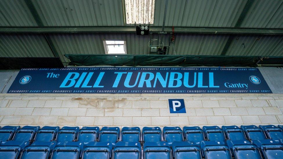 The Bill Turnbull Gantry at the back of the Frank Adams Stand