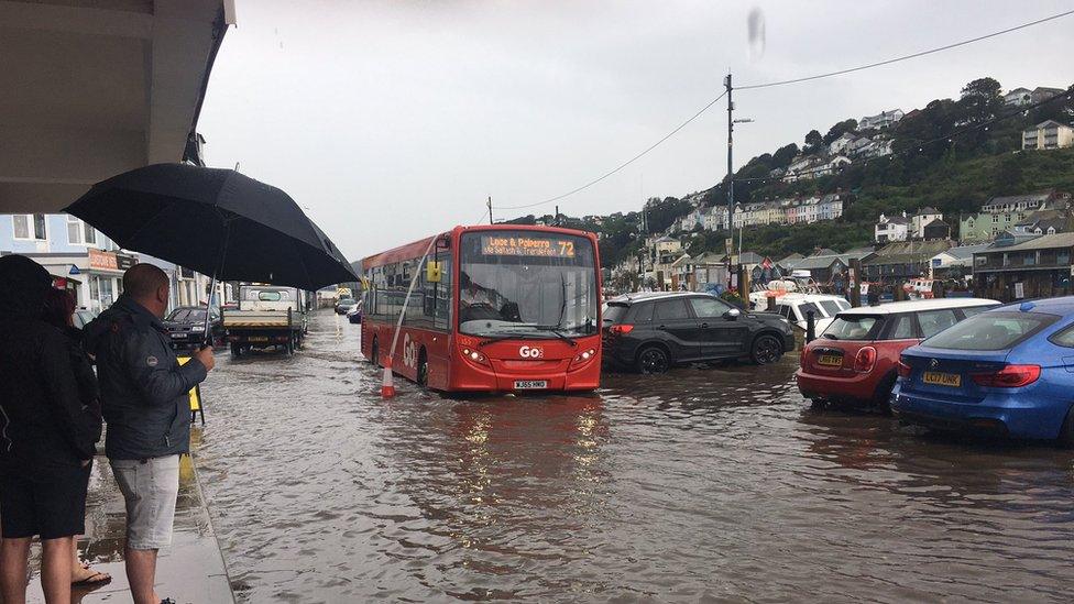 Flooding in Looe, Cornwall