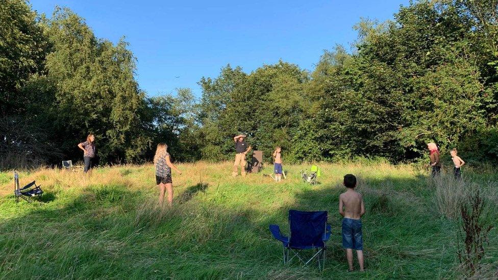 People using the area in the sunshine