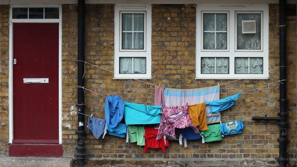 Clothes hanging outside a flat