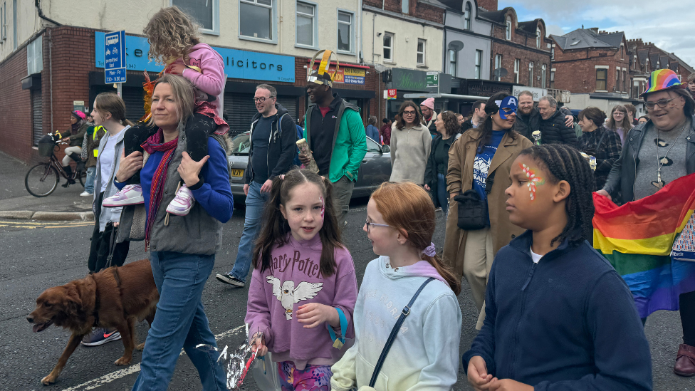 Dozens of east Belfast residents parade down the Cregagh Road