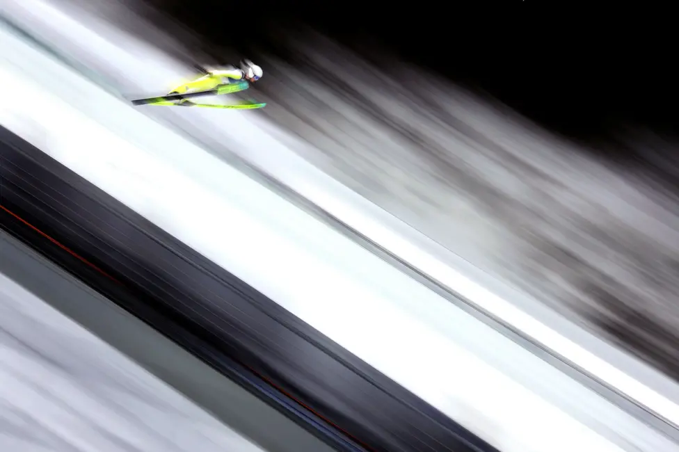 Czech ski jumper Klara Ulrichova in action at Val di Fiemme
