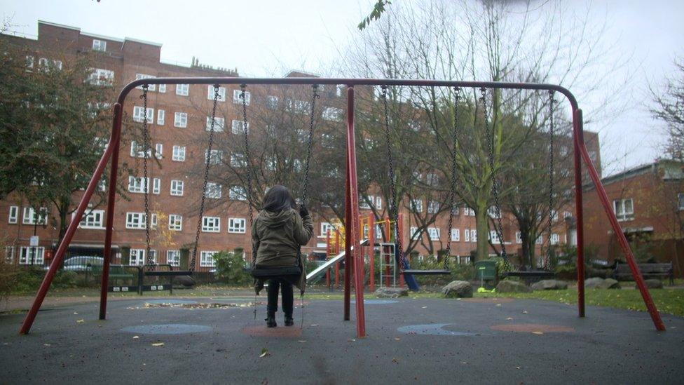 Woman on swings