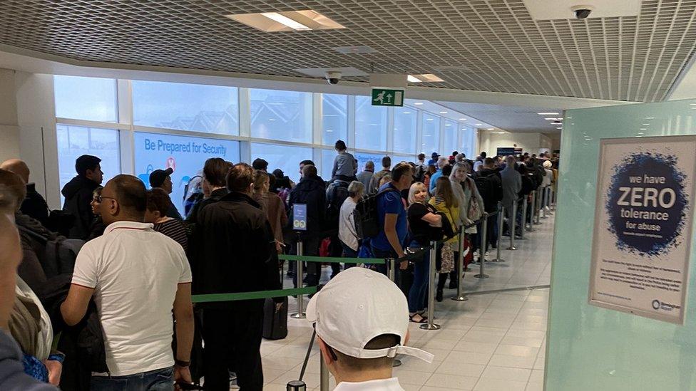 Queues at Birmingham Airport