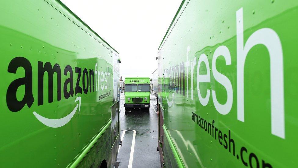 Amazon fresh vans, Tracy California