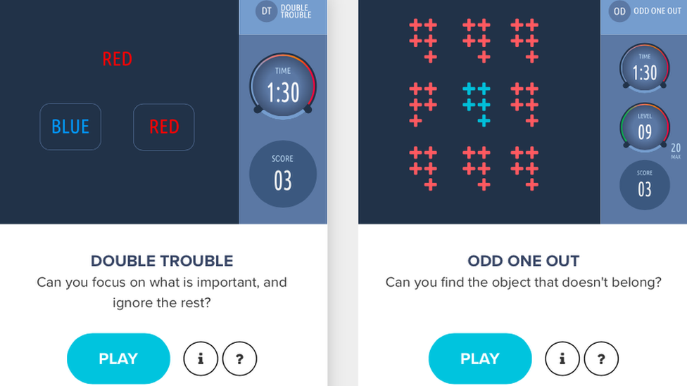 Two brain games which are part of the sleep and cognition study