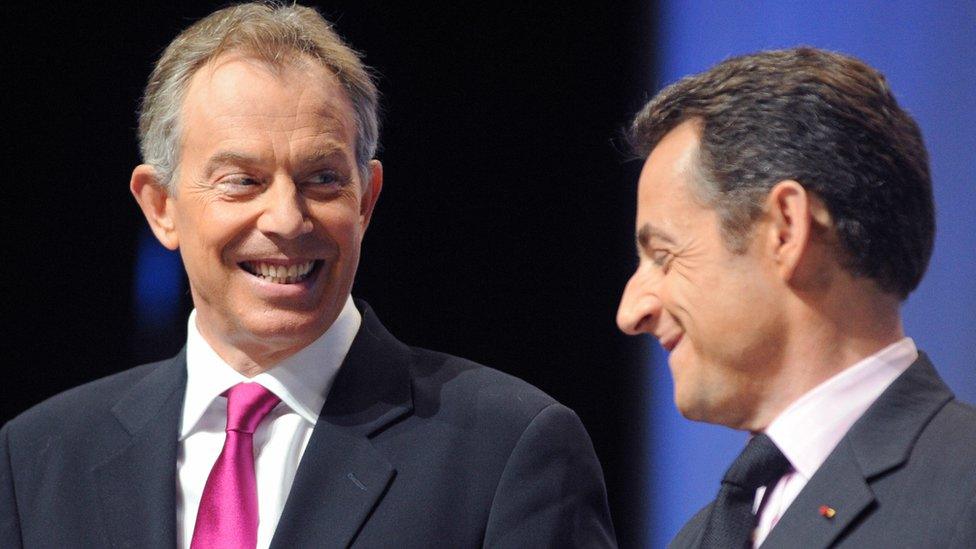 Tony Blair with Nicolas Sarkozy, Jan 2008