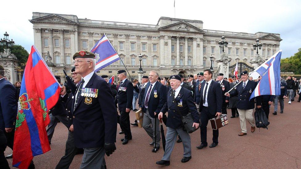 Former soldiers and supporters have protested at Buckingham Palace and elsewhere about Troubles prosecutions