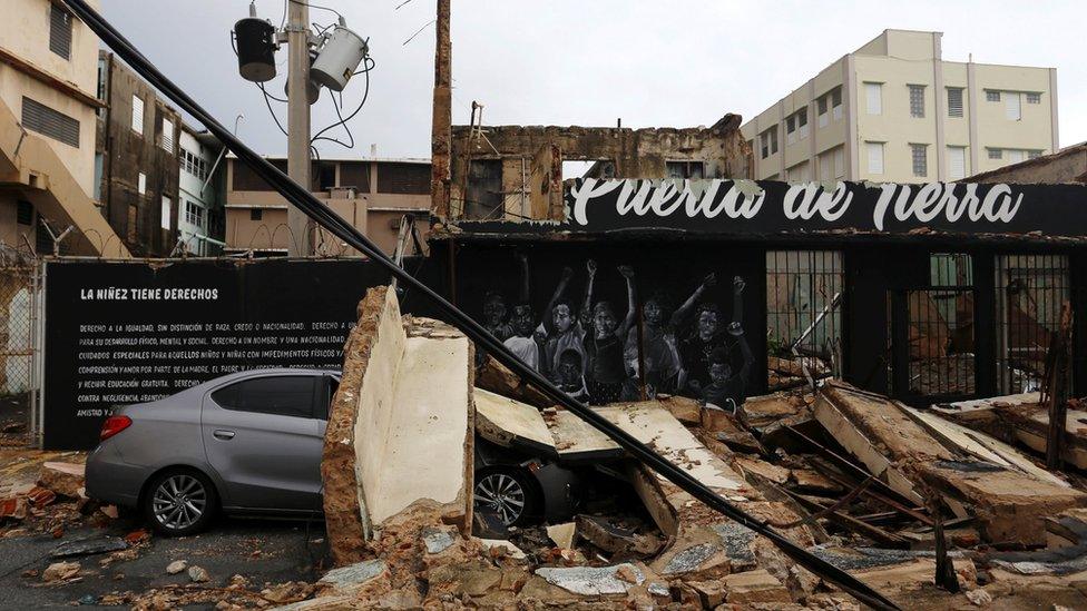 Views of the damage caused by Hurricane Maria in San Juan, Puerto Rico.