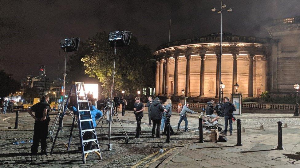 Filming on William Brown Street