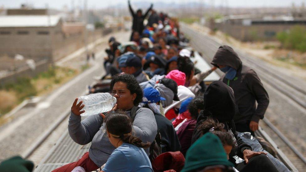 Migrants on a train