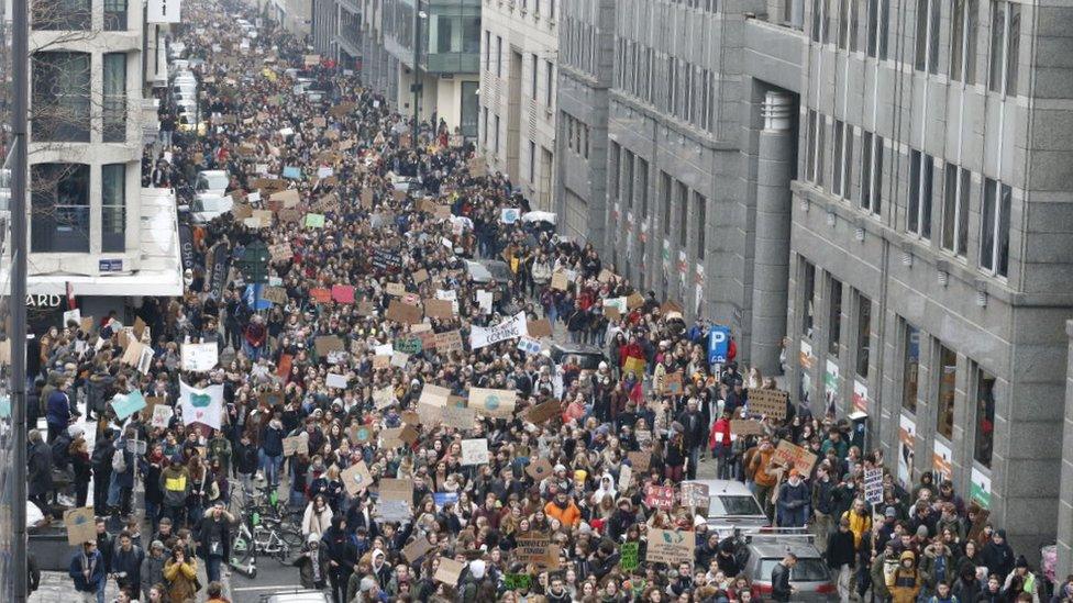 Young people protest in Brussels