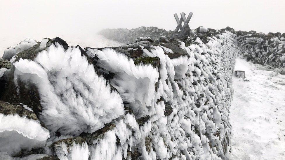 Snow and ice at the Mournes.