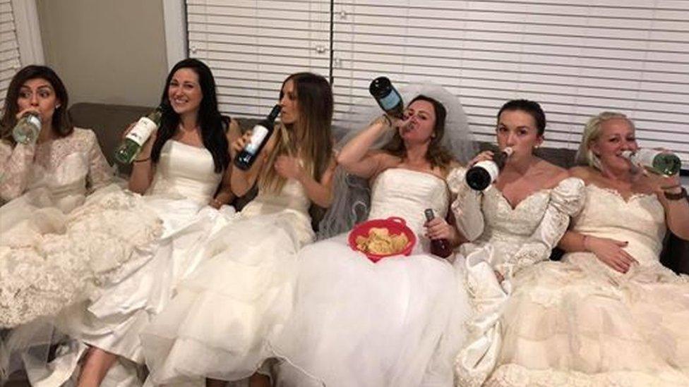 Friends gather for a "divorce party"