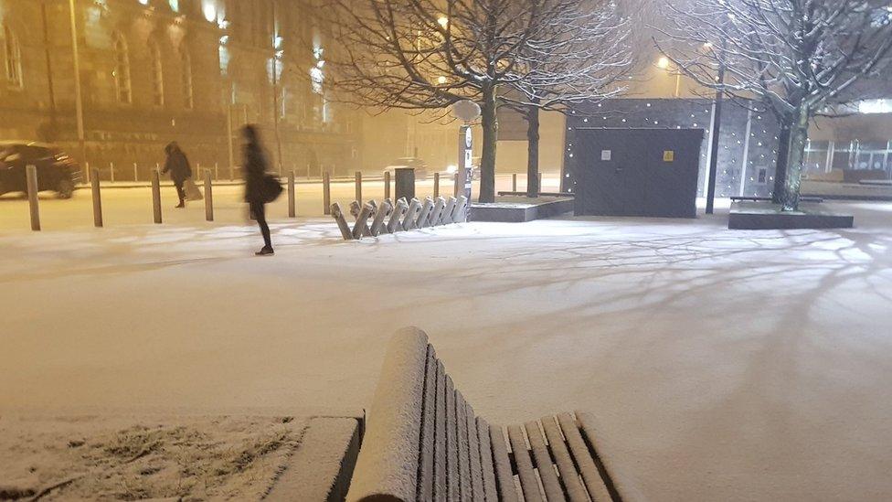 A smattering of the white stuff in Belfast city centre