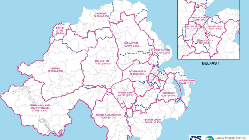 The proposed new boundaries in Northern Ireland