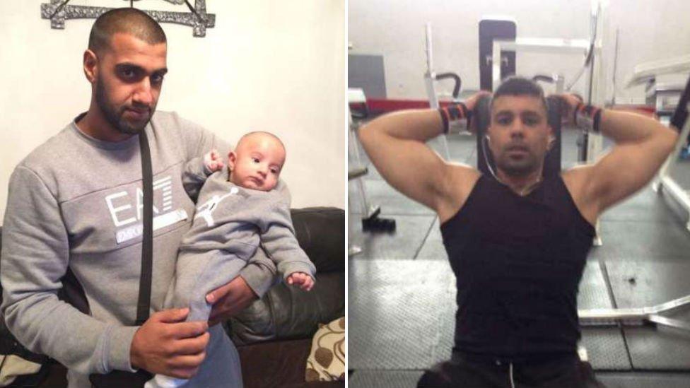 Mohammed Fahsha, 30, pictured with his nephew, and 26-year-old Tauqeer Hussain, known as Tox to his family, died at the scene.