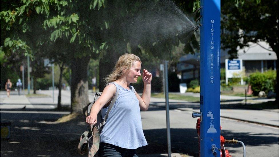 Woman at misting station