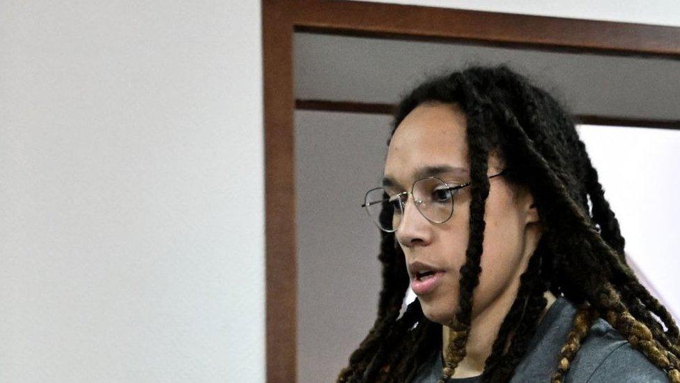 US WNBA basketball superstar Brittney Griner arrives to a hearing at the Khimki Court, outside Moscow on June 27, 2022