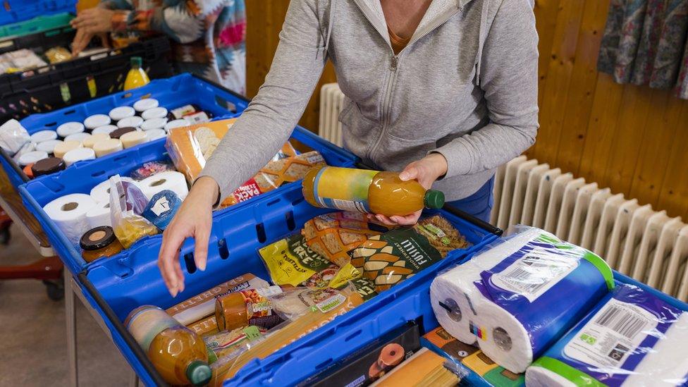 food parcels lined up in trays