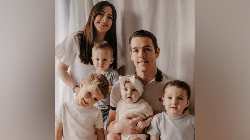 Abbey Silvester with her partner and four of their children