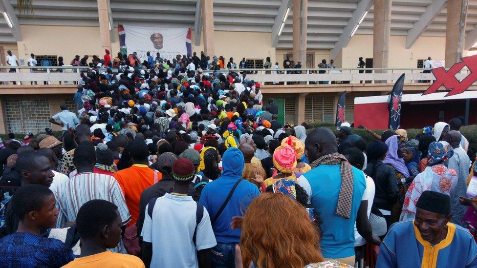 Crowds filing in to the stadium