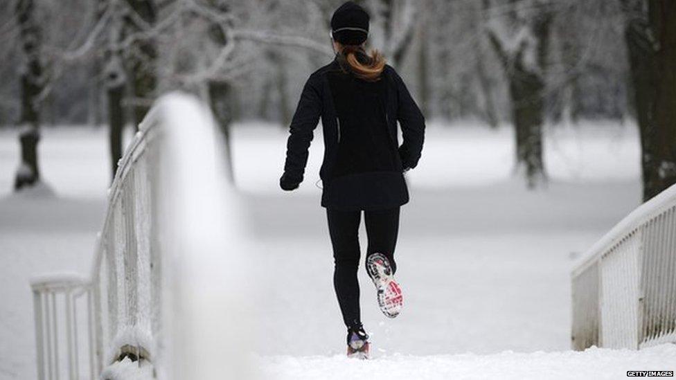 Jogging in the snow