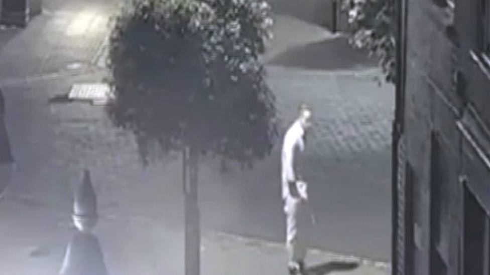 Corrie Mckeague shown on grainy black and white CCTV footage in the last known sighting of the former airman