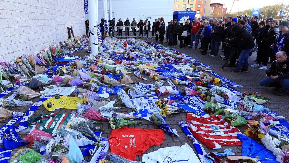 Tributes at the King Power Stadium