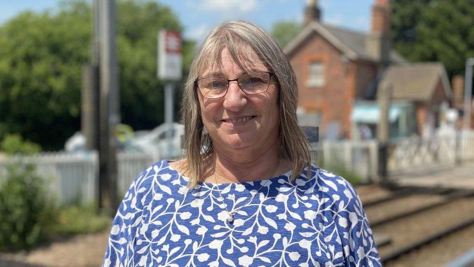 Tina Hughes pictured at Elsenham level crossing