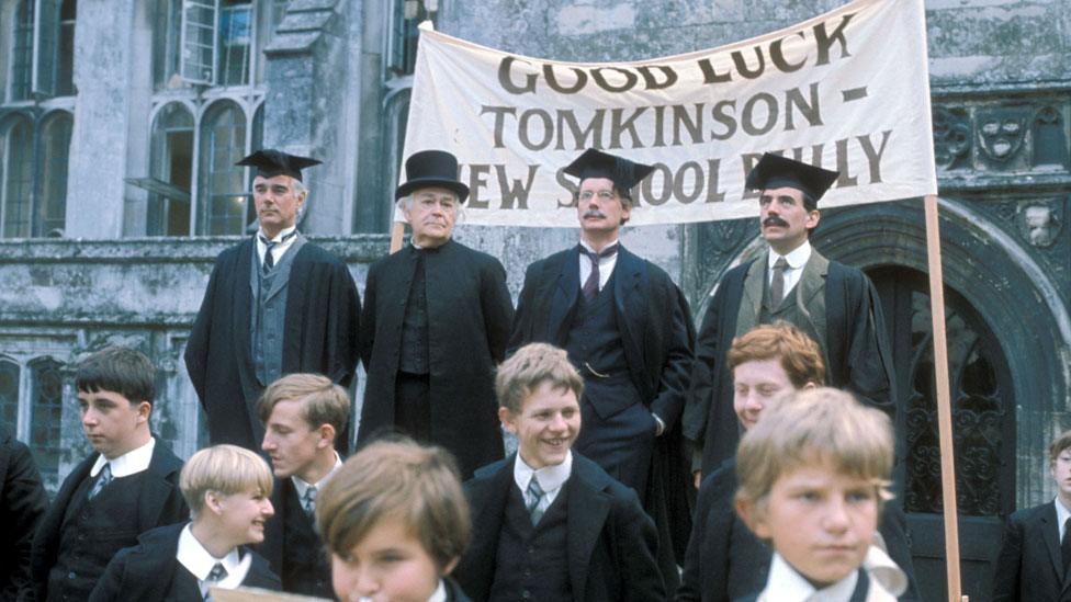 Michael Palin and Terry Jones with other cast members in Ripping Yarns: Tomkinson's Schooldays