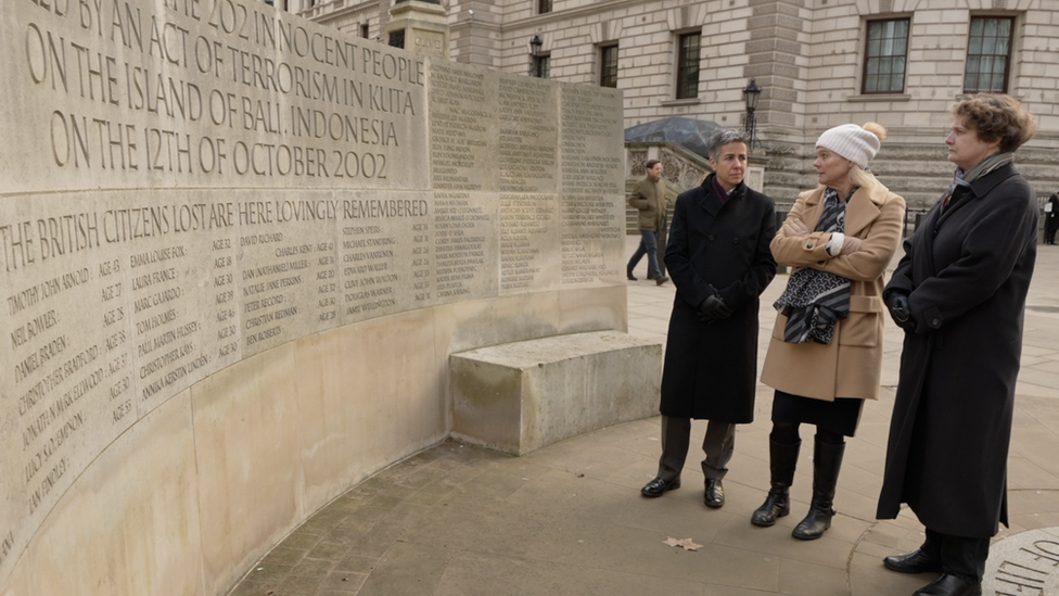 Susanna, her wife Teresa and Polly at the memorial to the Bali bombings