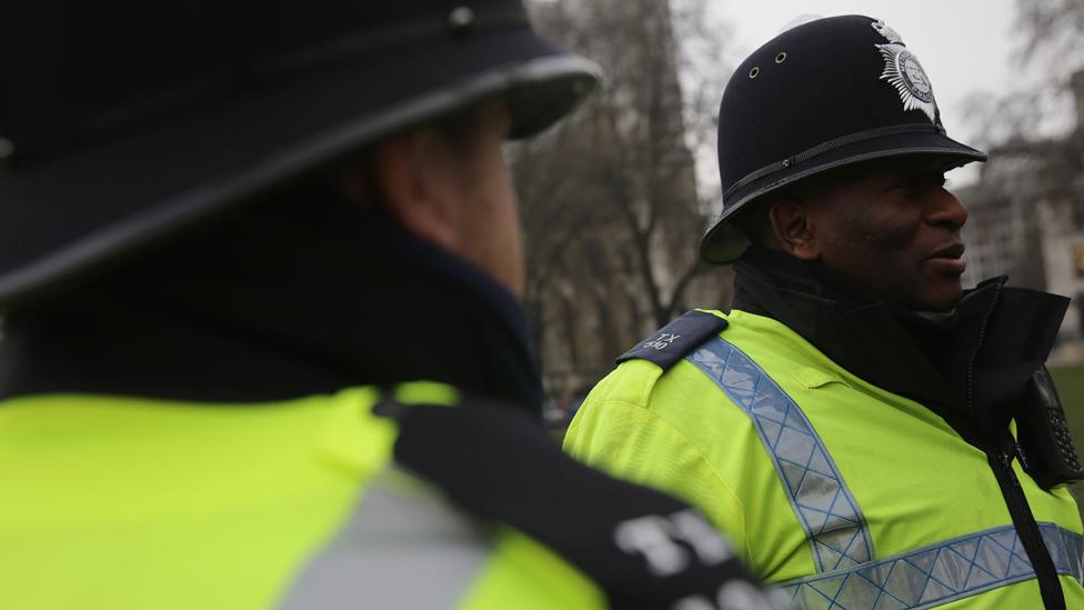 Black police officers in Parliament Square, London, 2015