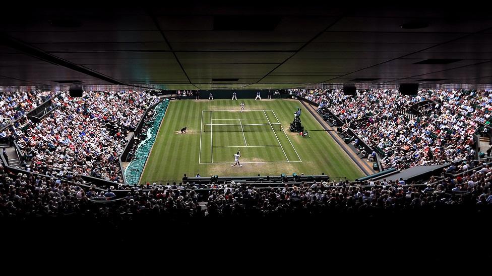 Archive image of a packed Centre Court at Wimbledon