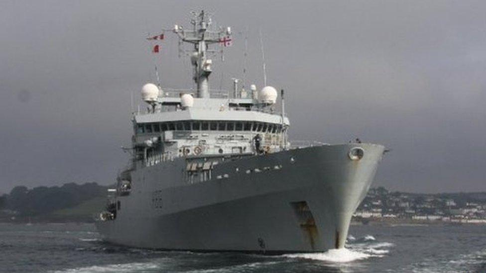 HMS Enterprise leaves Falmouth. Pic: Royal Navy