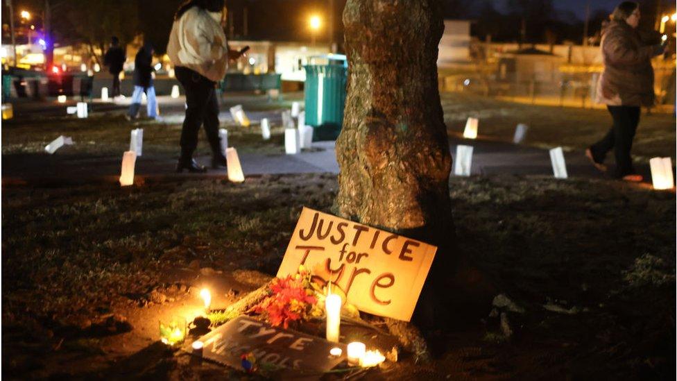 Candlelight vigil in memory of Tyre Nichols at the Tobey Skate Park in Memphis, Tennessee