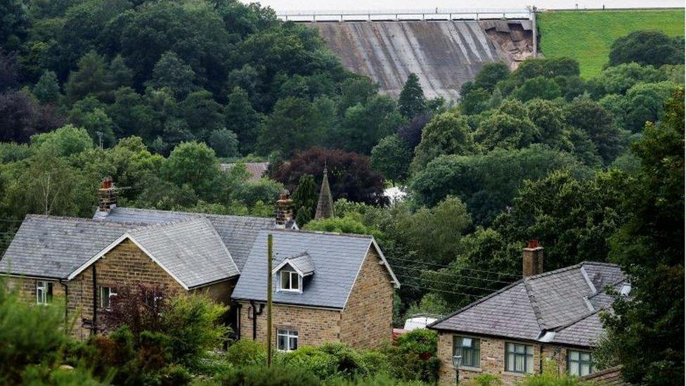 The collapsed dam