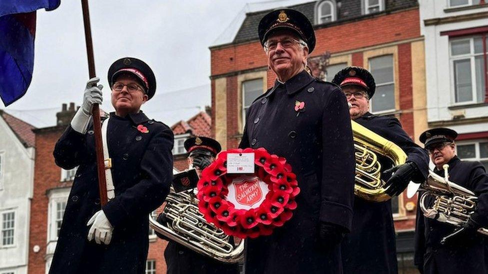 Bristol Easton Salvation Army marching to the Cenotaph