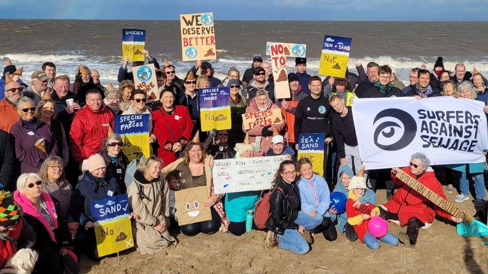 crowd of protestors in Fleetwood