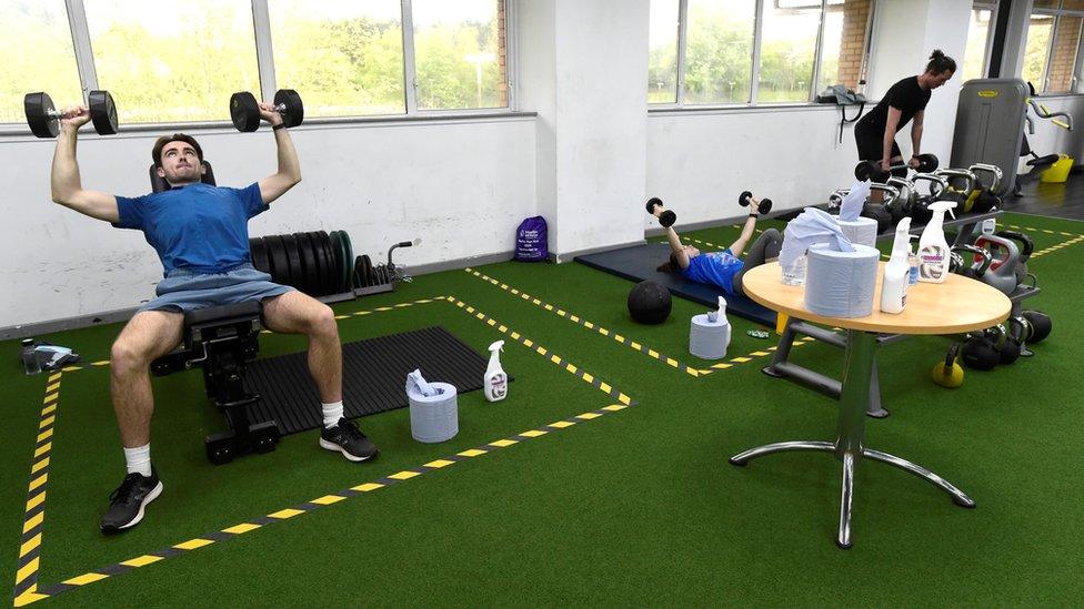 People working out at Maindy Leisure Centre, Cardiff