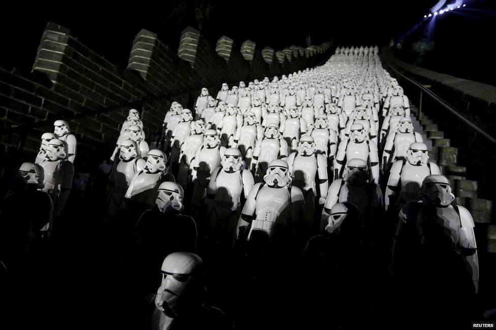 Stormtroopers line the Great Wall of China