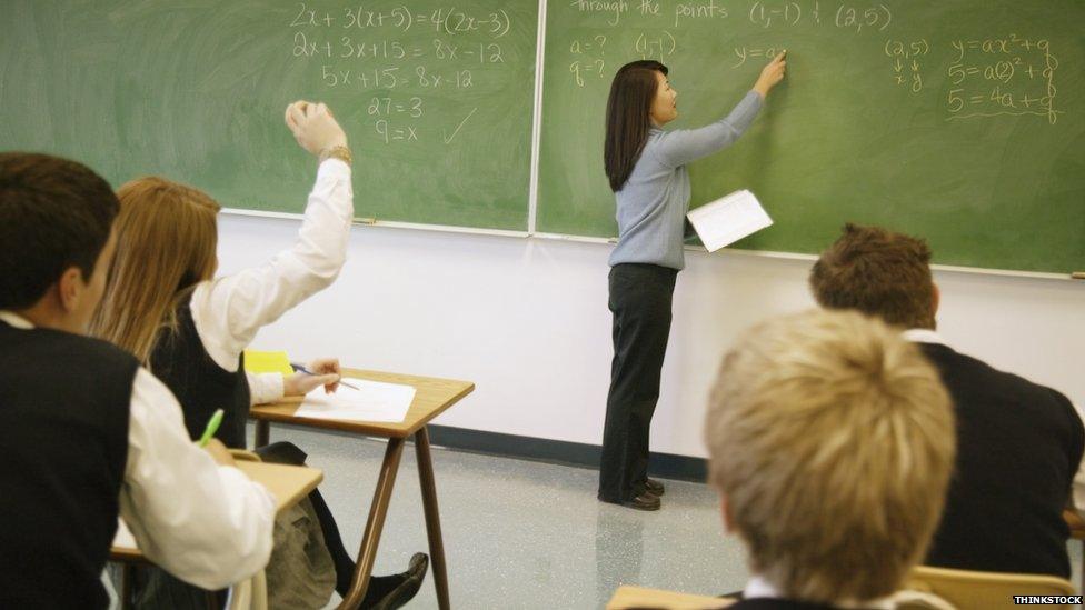 Teacher in a classroom.