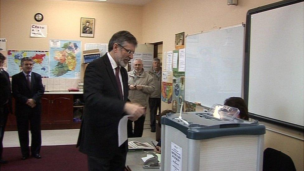 Sinn Fein president Gerry Adams votes in the Irish general election