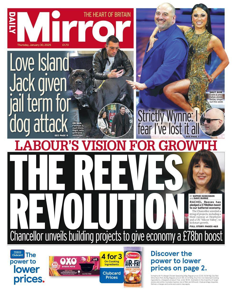 Daily Mirror front page 30 January